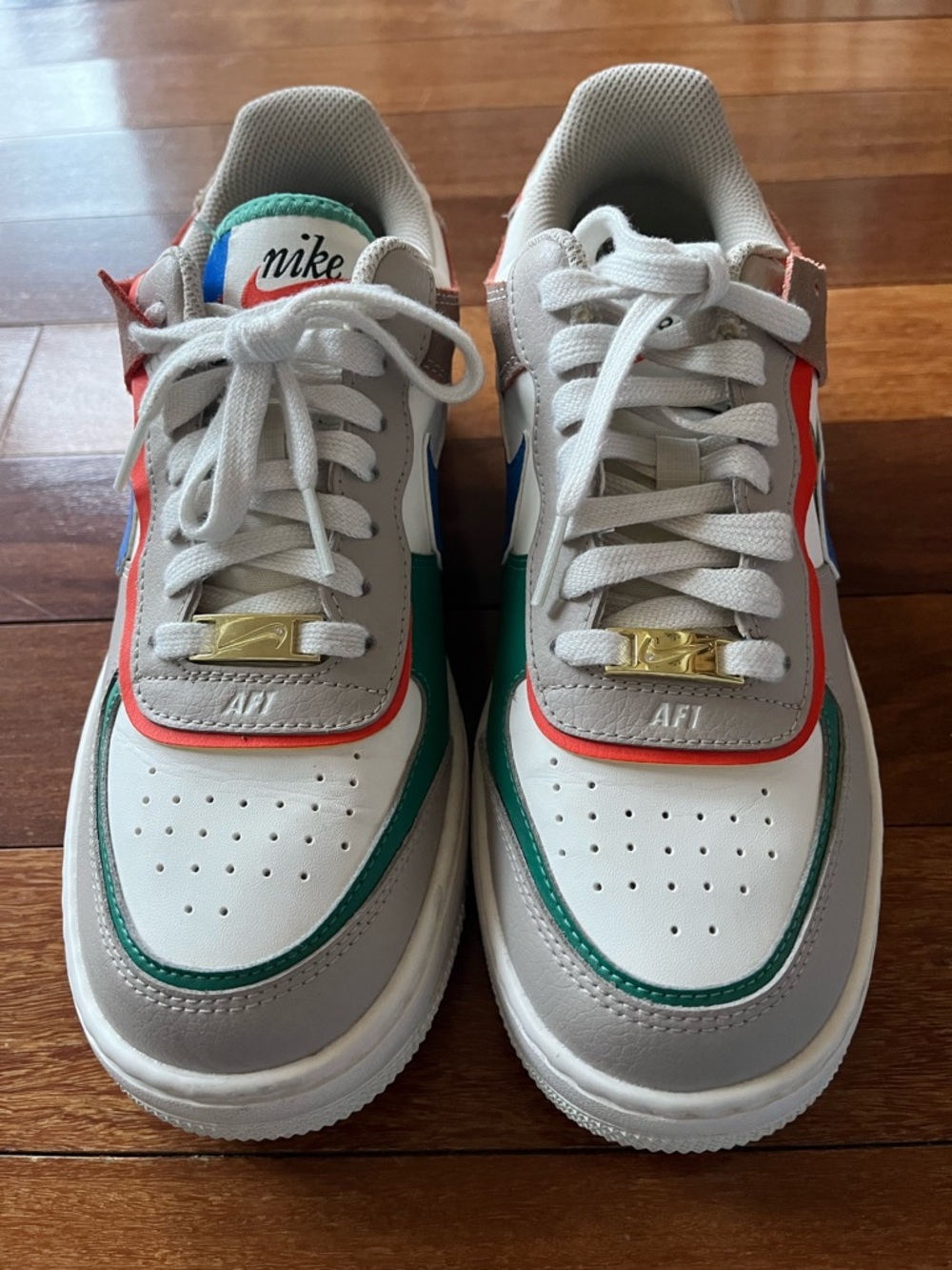 Nike AF1 Low-Top Sneakers in White, Gray, Green, Blue, Coral